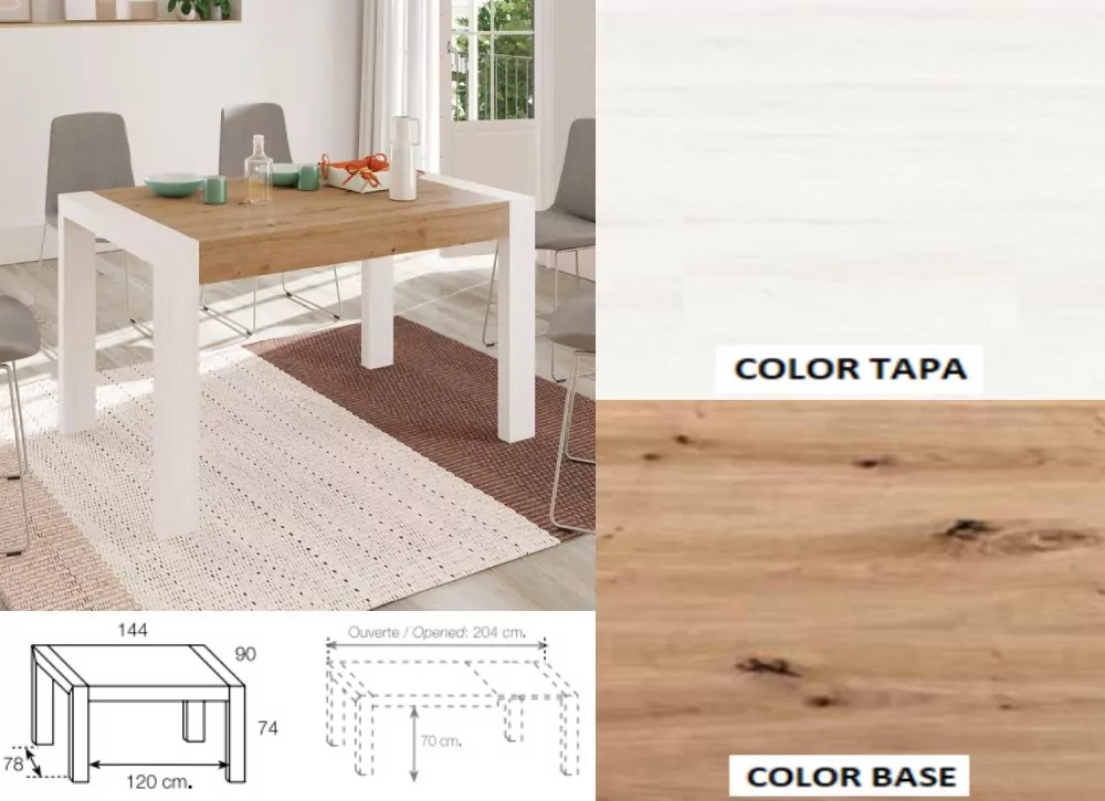 Mesa de comedor extensible pie desplazable ATLANTIS