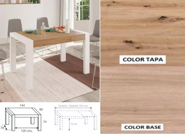 Mesa de comedor extensible pie desplazable ATLANTIS