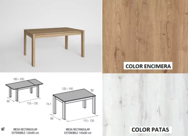 Mesa de jantar extensível lateral ENGLAND Mesa de jantar extensível lateral ENGLAND