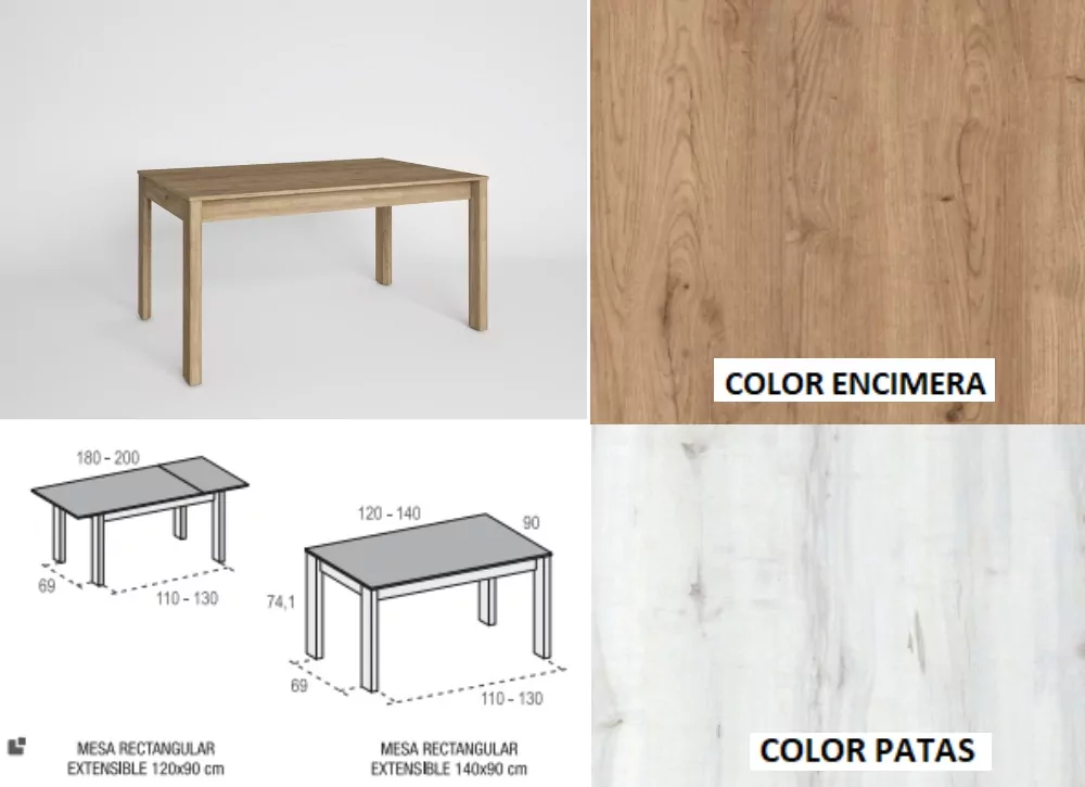 Mesa de jantar extensível lateral ENGLAND Mesa de jantar extensível lateral ENGLAND