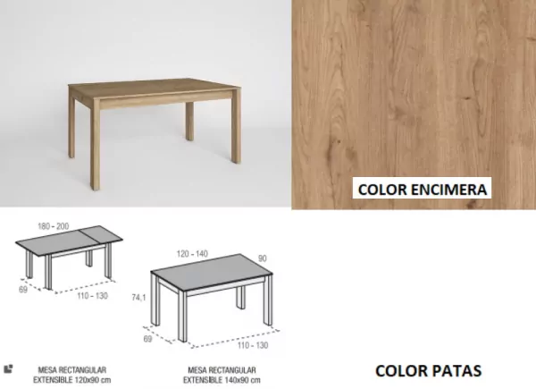 Mesa de comedor extensible lateral ENGLAND Mesa de comedor extensible lateral ENGLAND