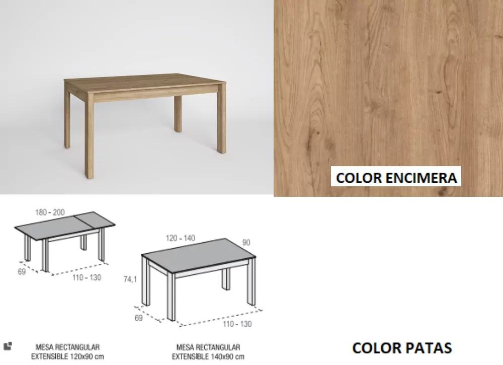 Mesa de comedor extensible lateral ENGLAND Mesa de comedor extensible lateral ENGLAND