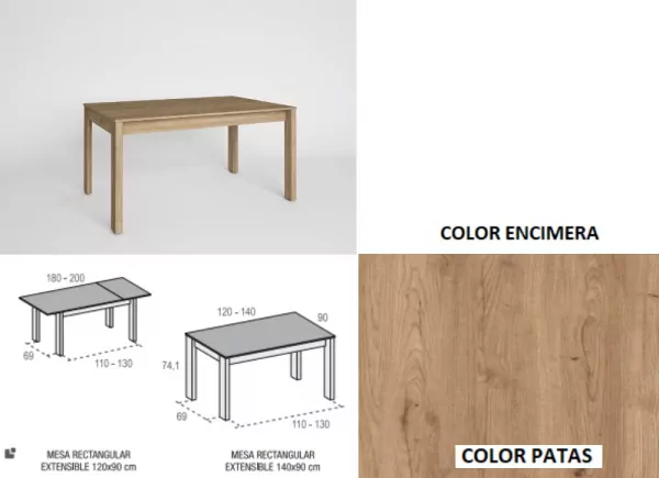Mesa de comedor extensible lateral ENGLAND