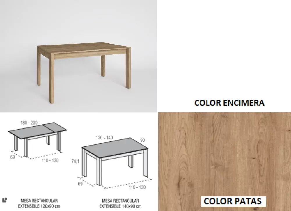 Mesa de comedor extensible lateral ENGLAND