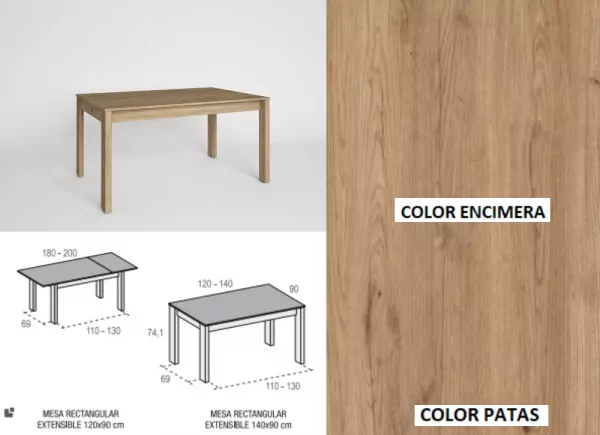 Mesa de comedor extensible lateral ENGLAND Mesa de comedor extensible lateral ENGLAND