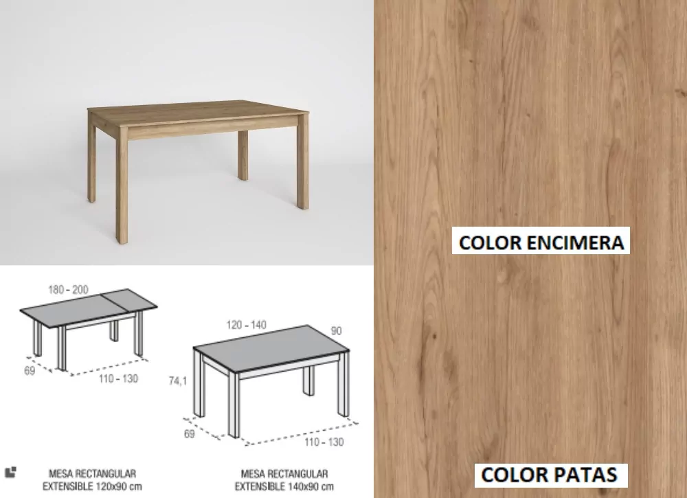 Mesa de comedor extensible lateral ENGLAND Mesa de comedor extensible lateral ENGLAND