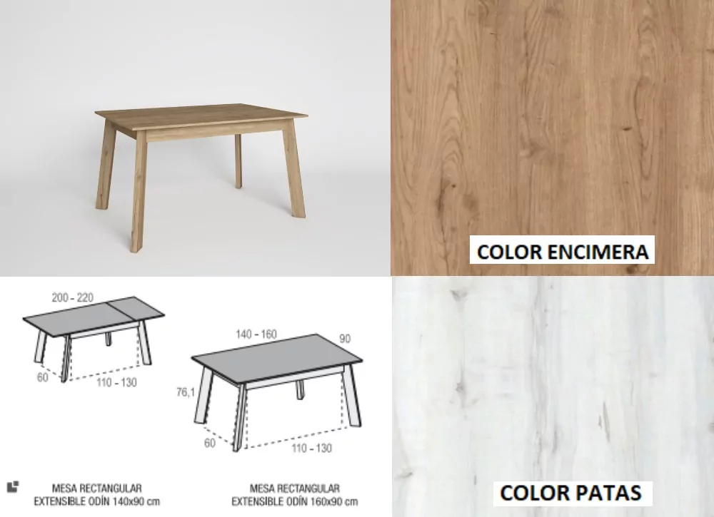 Mesa de comedor extensible pata inclinada ENGLAND