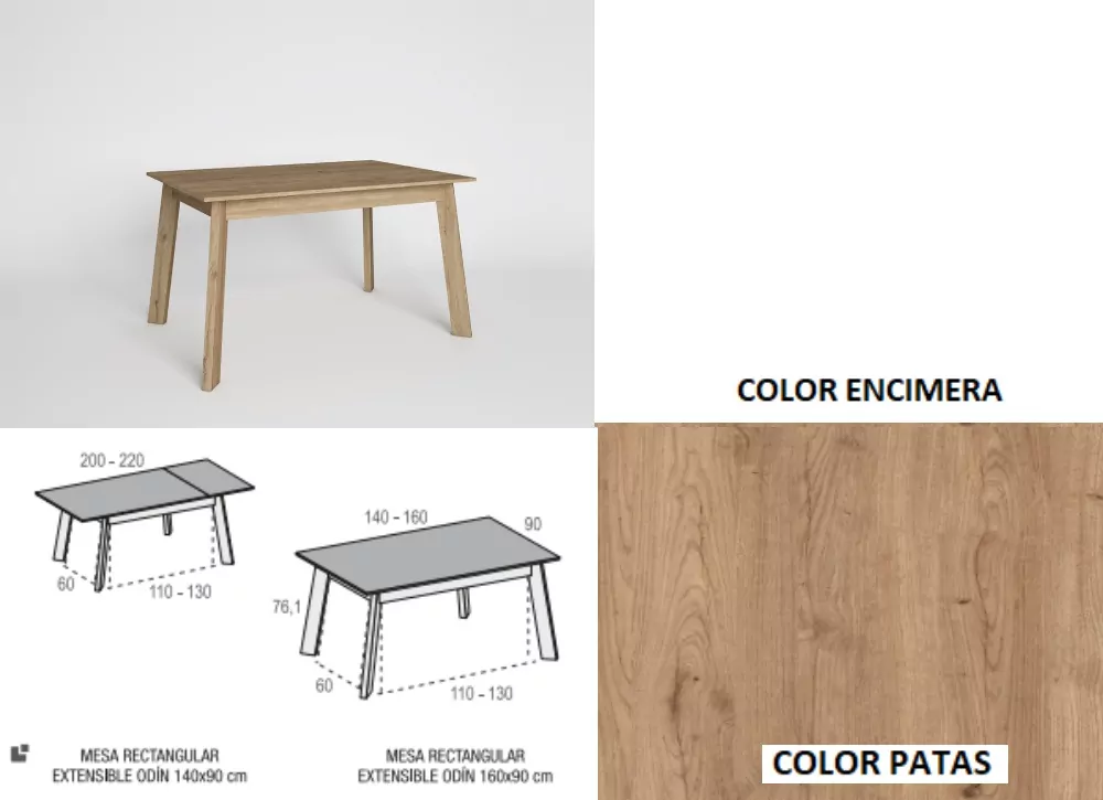 Mesa de jantar extensível com perna inclinada ENGLAND