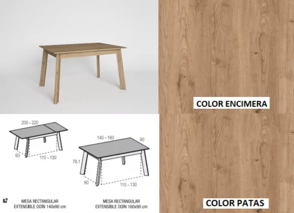 Mesa de jantar extensível com perna inclinada ENGLAND