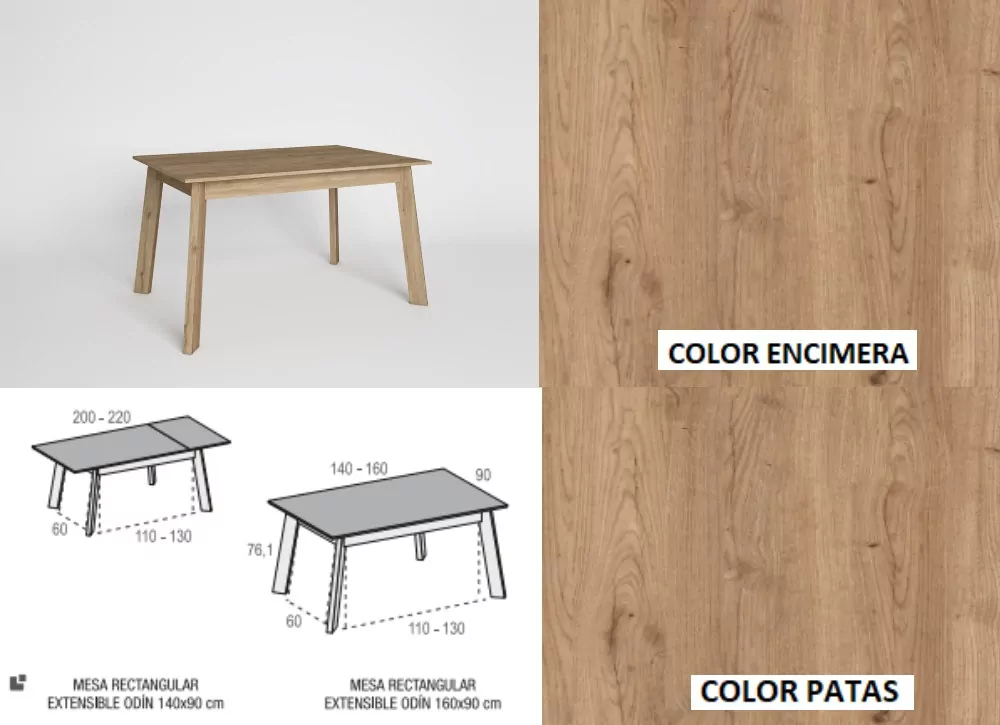 Mesa de jantar extensível com perna inclinada ENGLAND
