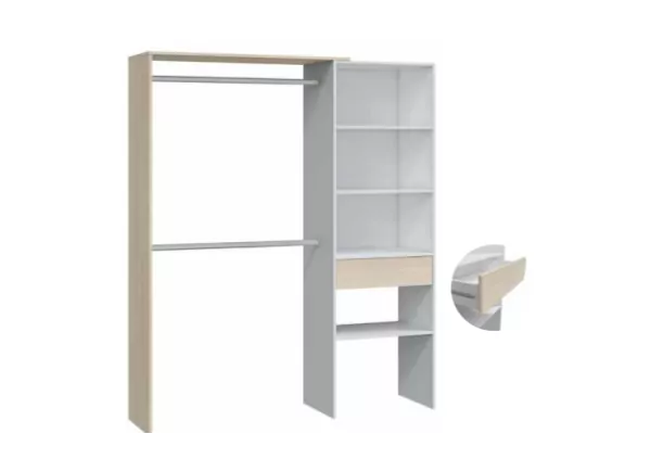 Armario vestidor con 1 cajón y 2 barras DUAL