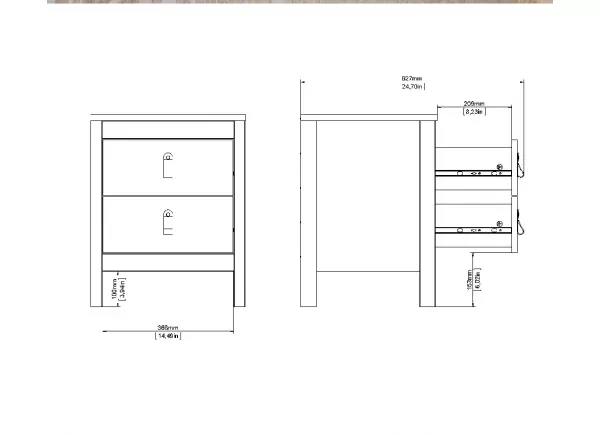 Mesita de noche 2 cajones LILLA Mesita de noche 2 cajones LILLA