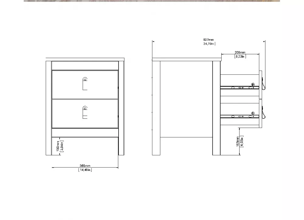 Mesita de noche 2 cajones LILLA Mesita de noche 2 cajones LILLA