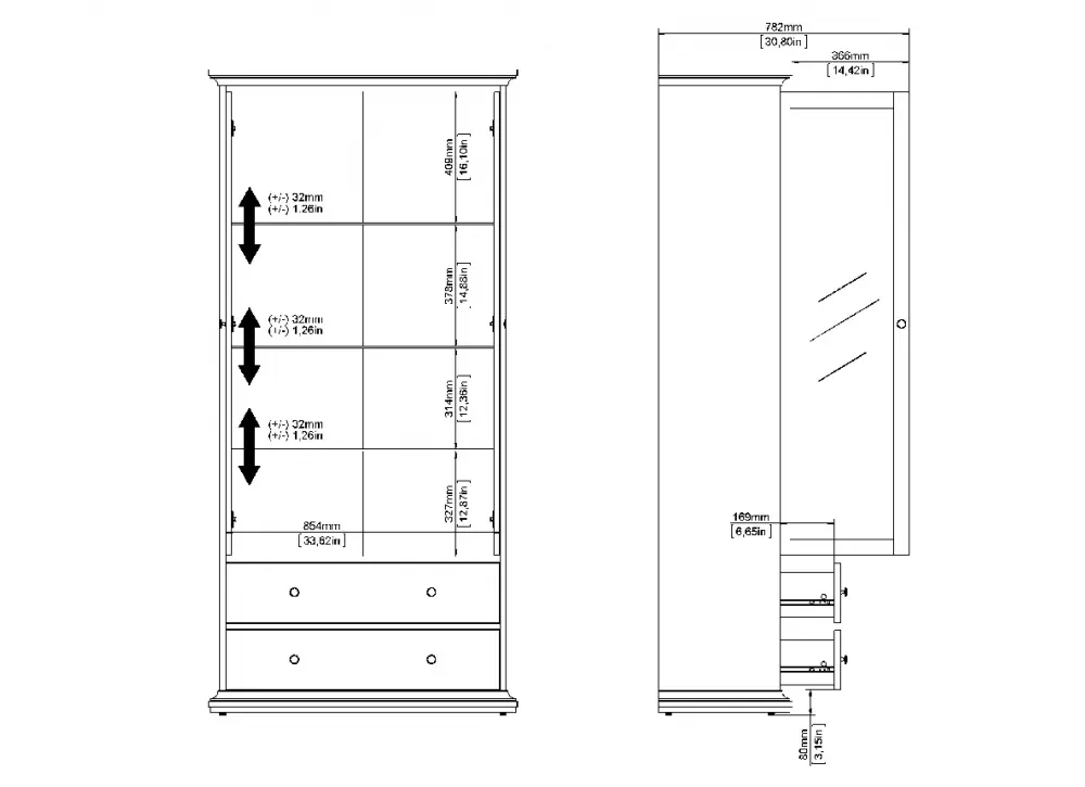 Vitrine com duas portas e duas gavetas VIENA Vitrine com duas portas e duas gavetas VIENA