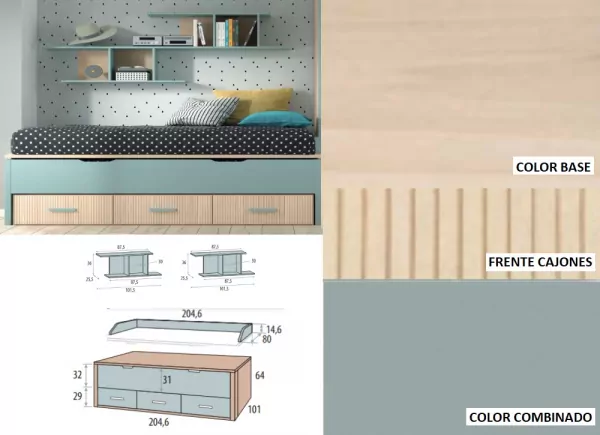 Dormitorio completo cama compacto corban SUITE Dormitorio completo cama compacto corban SUITE
