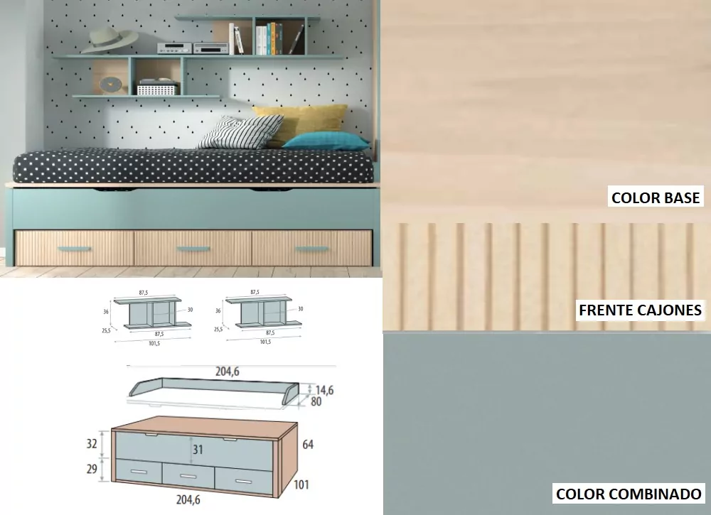 Dormitorio completo cama compacto corban SUITE Dormitorio completo cama compacto corban SUITE