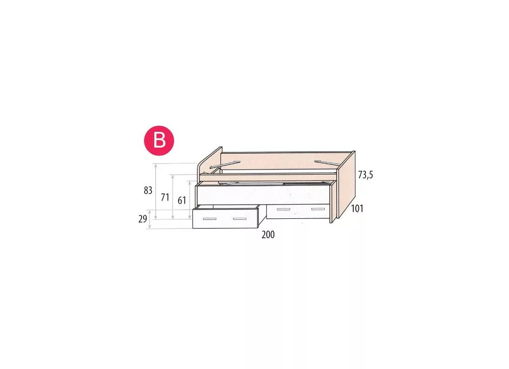 Compacto cama oculta y 2 cajones CORBAN MAXI