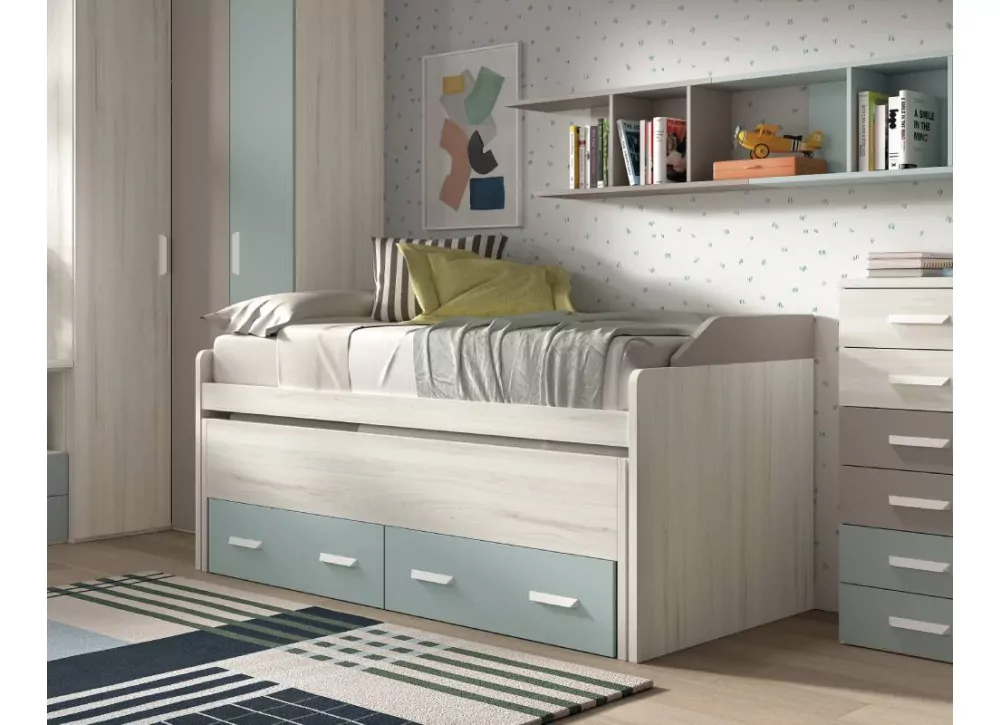 Cama escondida compacta e 2 gavetas Corban Maxi Cama escondida compacta e 2 gavetas Corban Maxi