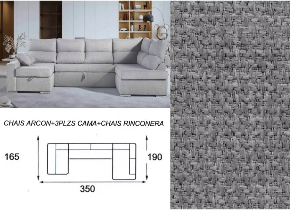 Sofá cama de casal chaise longue CALIFORNIA Sofá cama de casal chaise longue CALIFORNIA