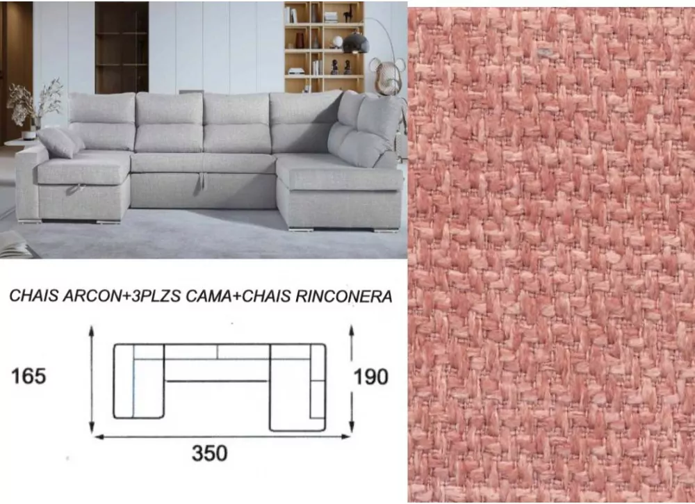Sofá cama doble chaise longue CALIFORNIA Sofá cama doble chaise longue CALIFORNIA