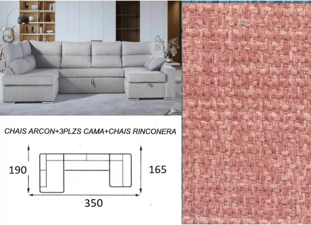 Sofá cama doble chaise longue CALIFORNIA Sofá cama doble chaise longue CALIFORNIA