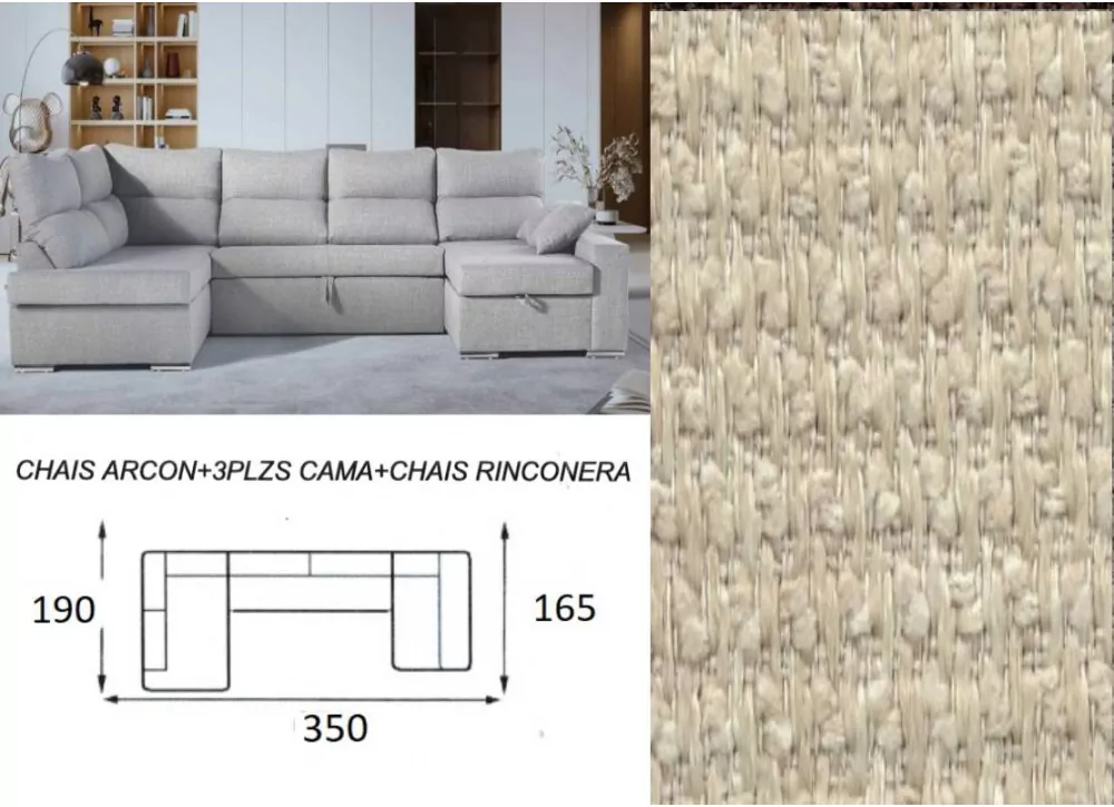 Sofá cama doble chaise longue CALIFORNIA Sofá cama doble chaise longue CALIFORNIA