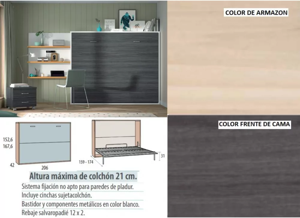 Cama dobrável horizontal 135 ou 150 x 190 Corban PLUS Cama dobrável horizontal 135 ou 150 x 190 Corban PLUS