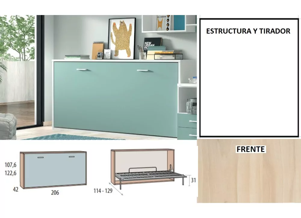 Cama dobrável horizontal de 90 ou 105 PLUS