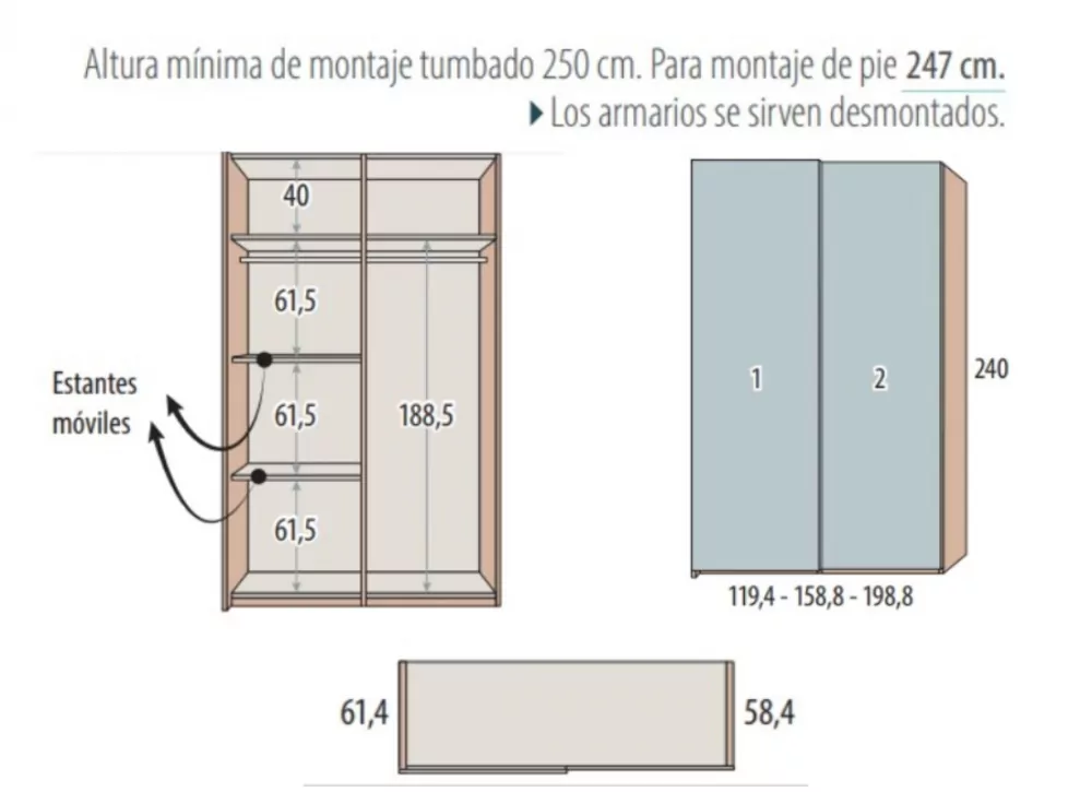 Armario de puertas correderas CORBAN PLUS