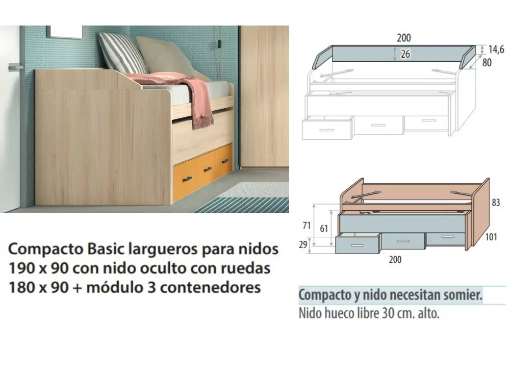 Quarto Compacto Sob 3 Containers com Guias de Corban PLUS