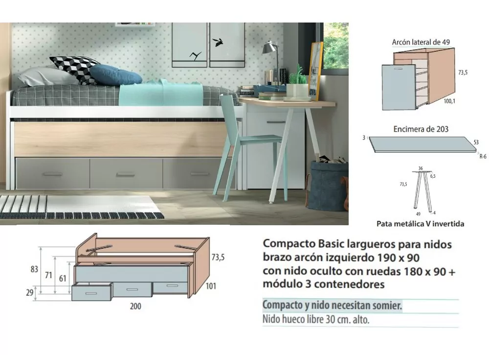 Quarto Bicama + Arcon + Studio Tabela Corban PLUS