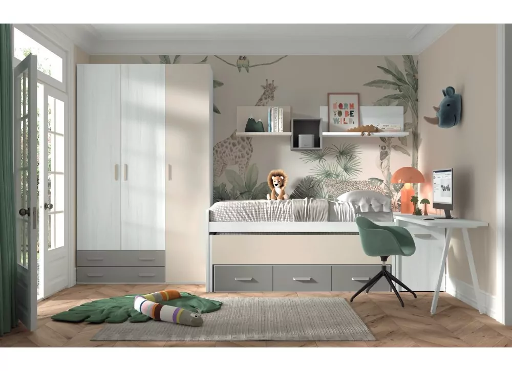 Dormitorio bicama + arcón + mesa de estudio corban PLUS Dormitorio bicama + arcón + mesa de estudio corban PLUS