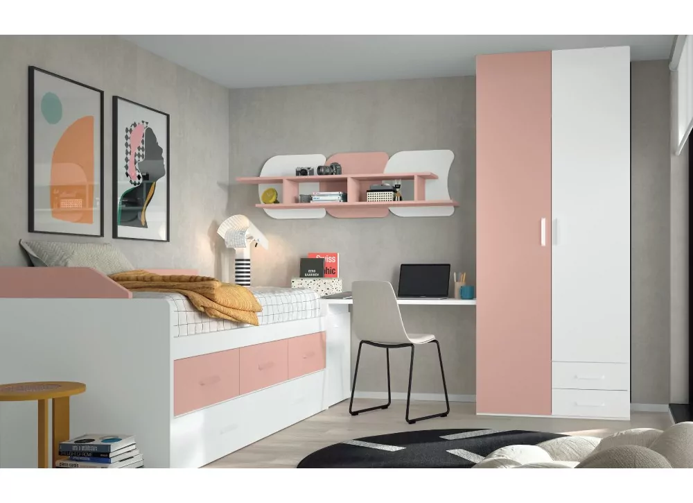 Armario 2 puertas batientes asimétricas + 2 cajones corban PLUS