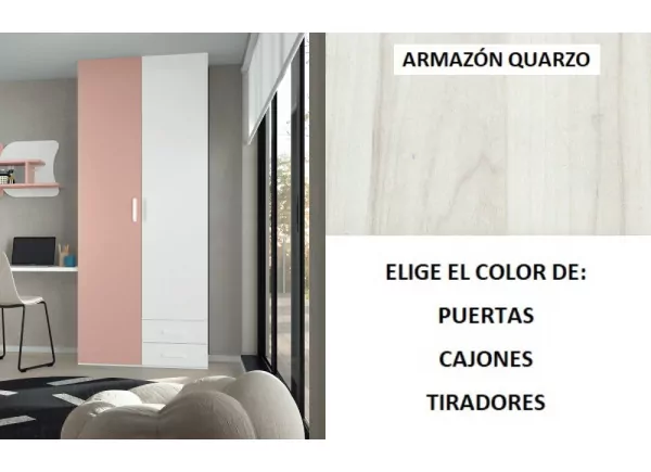Armario 2 puertas batientes asimétricas + 2 cajones corban PLUS