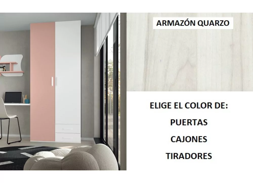 Armario 2 puertas batientes asimétricas + 2 cajones corban PLUS