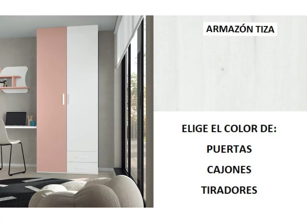 Armario 2 puertas batientes asimétricas + 2 cajones corban PLUS