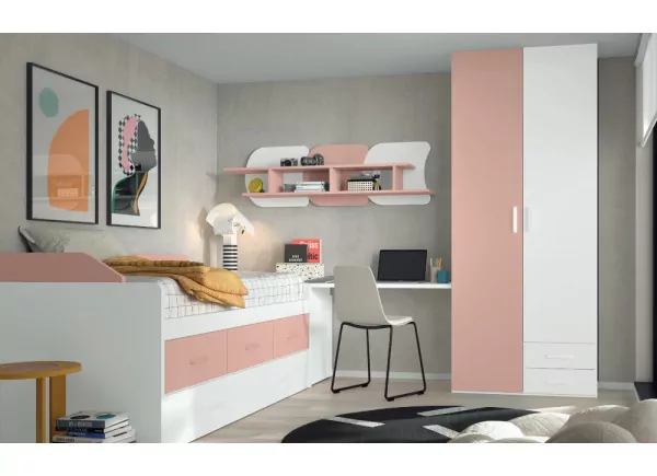 Armario 2 puertas batientes asimétricas + 2 cajones corban PLUS