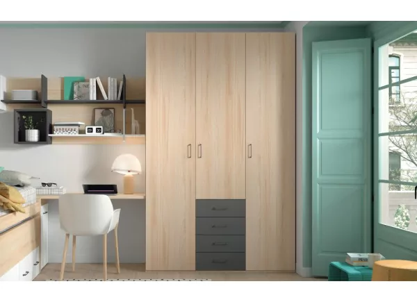 Armario 3 puertas batientes y 4 cajones corban PLUS