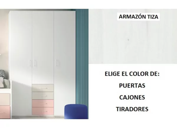 Armario 3 puertas batientes y 4 cajones corban PLUS