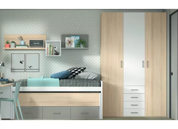 Armario 3 puertas batientes y 4 cajones corban PLUS