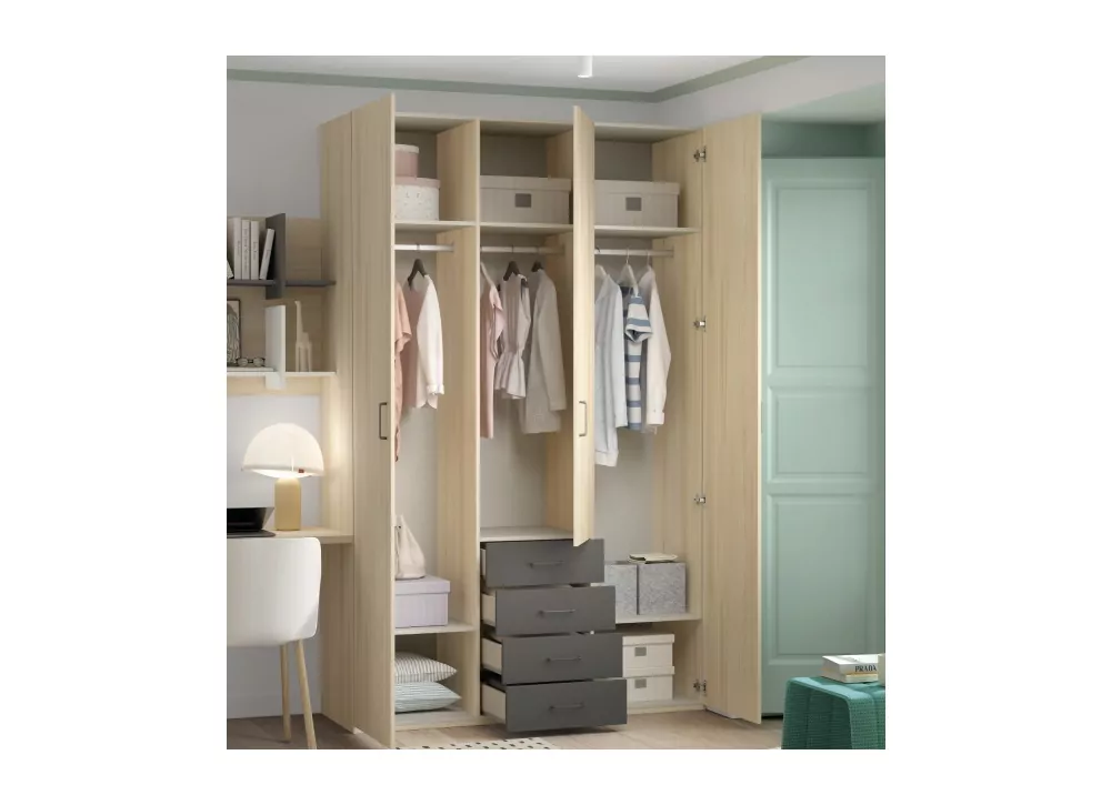 Armario 3 puertas batientes y 4 cajones corban PLUS