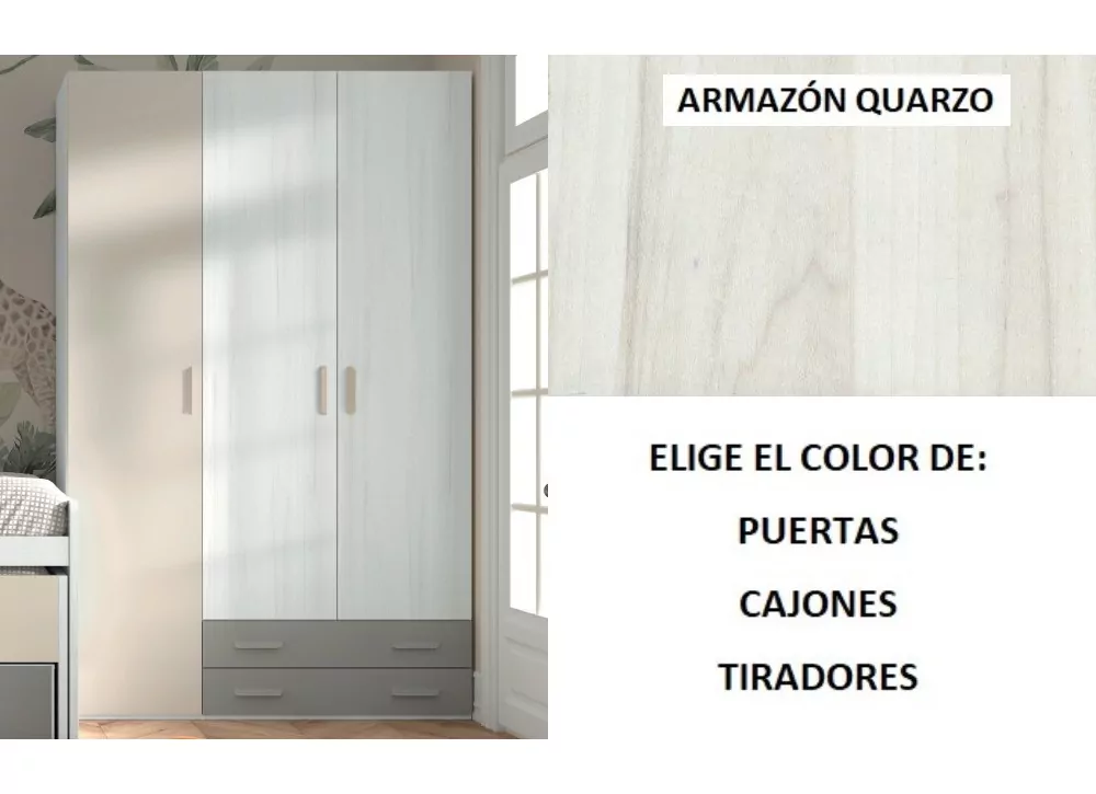 Armario 3 puertas batientes y 2 cajones corban PLUS Armario 3 puertas batientes y 2 cajones corban PLUS