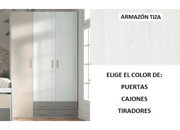Armario 3 puertas batientes y 2 cajones corban PLUS