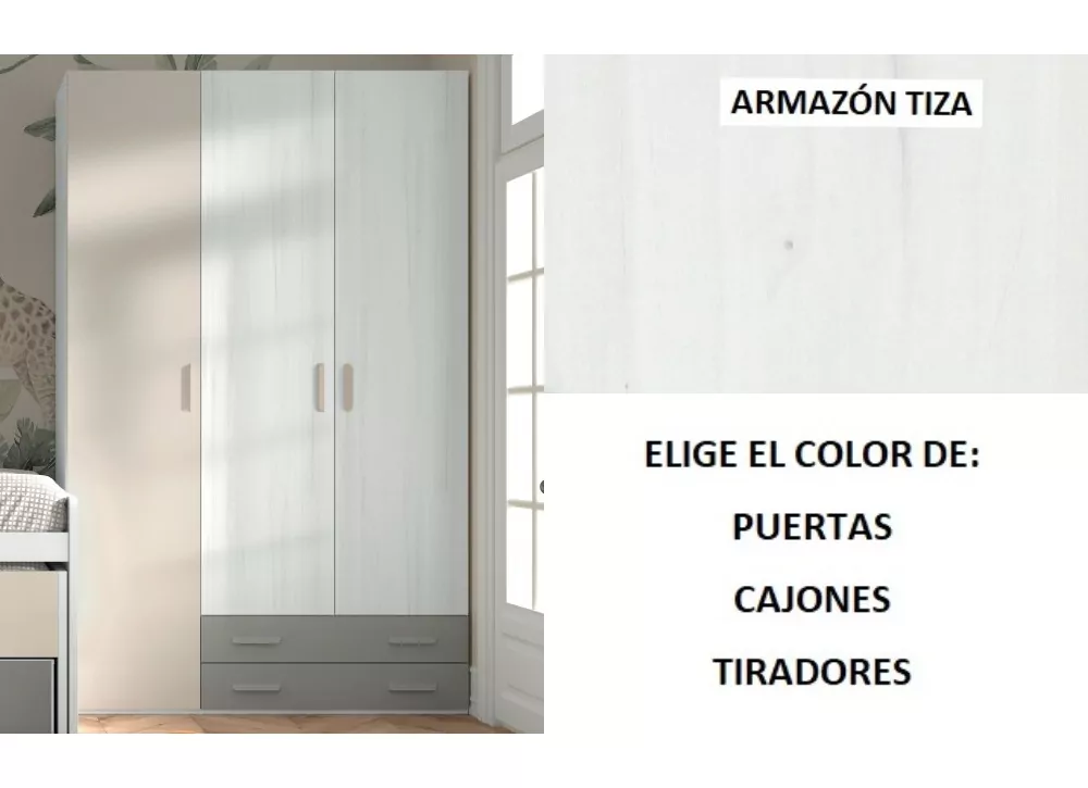 Armario 3 puertas batientes y 2 cajones corban PLUS
