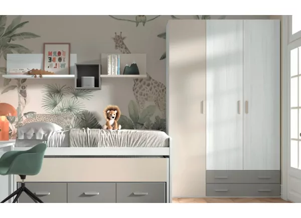 Armario 3 puertas batientes y 2 cajones corban PLUS