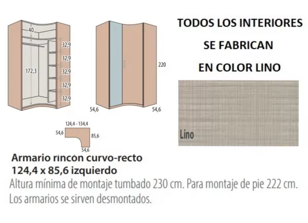 Armario rincón curvo recto corban PLUS Armario rincón curvo recto corban PLUS