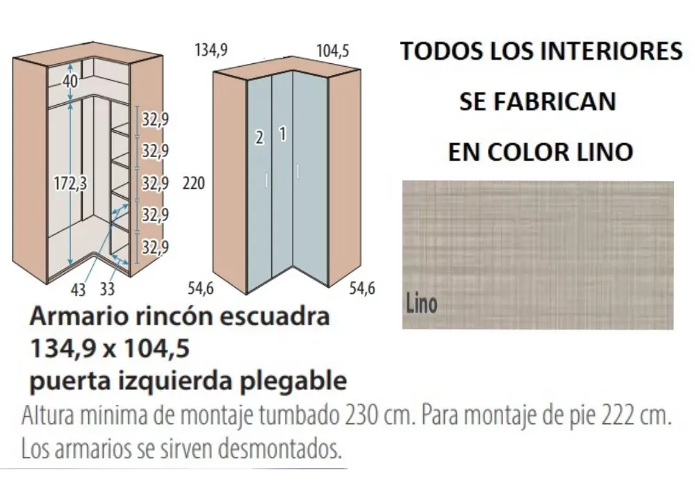 Armario rincón escuadra puertas plegable corban PLUS Armario rincón escuadra puertas plegable corban PLUS