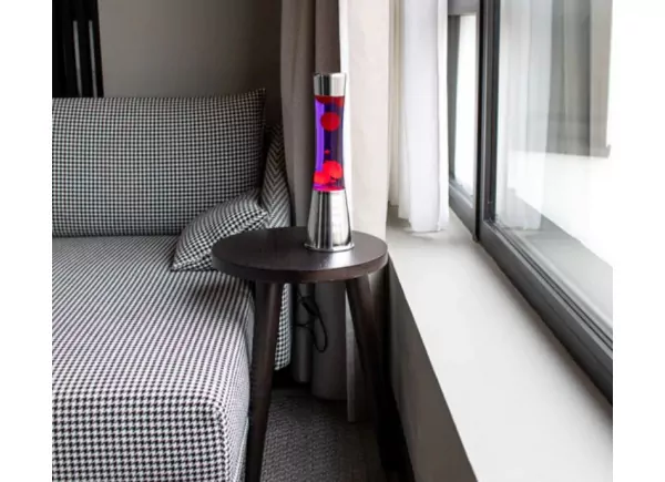 Lámpara de lava con base cromo MOON