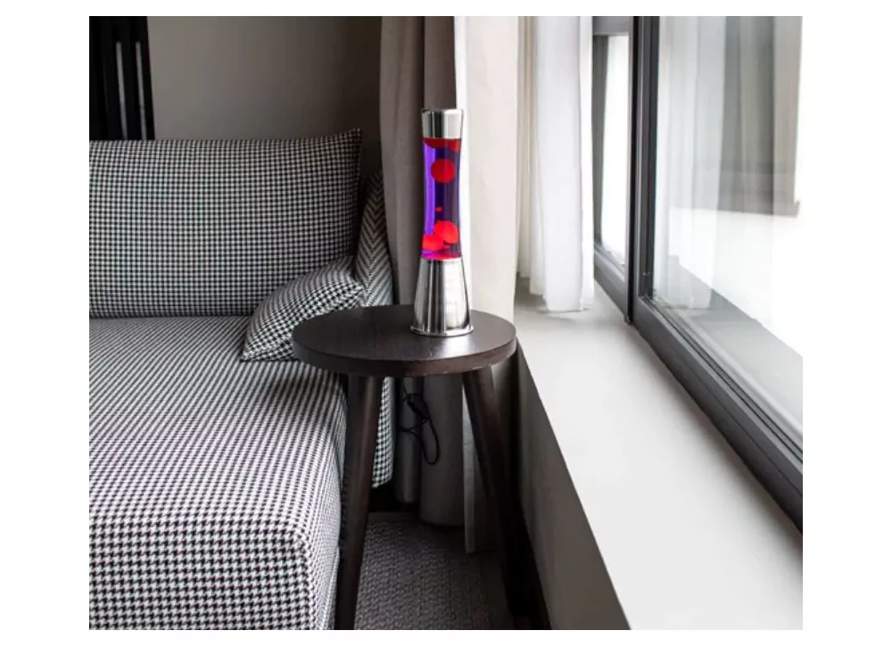 Lámpara de lava con base cromo MOON