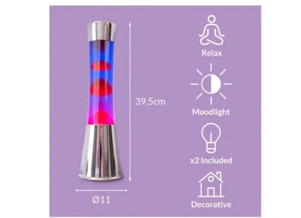 Lámpara de lava con base cromo MOON